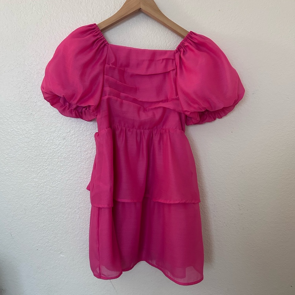 Cat & Jack Fuchsia Puff Sleeve Dress